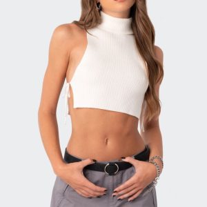 Knitted Side Lace-Up Top
