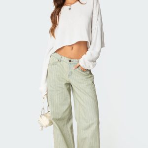 Lannah Textured Low Rise Baggy Jeans