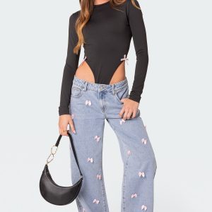 Lucille Bow Low Rise Baggy Jeans