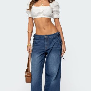 Katt Lace Up Low Rise Baggy Jeans