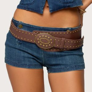 Studded Faux Leather Western Belt