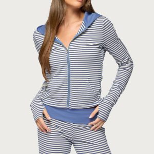 Meggy Striped Zip Up Hoodie