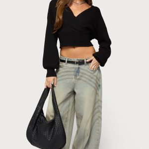 Cuffed Low Rise Baggy Jeans