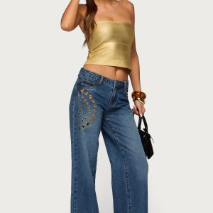 Monika Stud & Grommet Low Rise Baggy Jeans