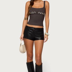 Melaney Faux Leather Micro Shorts