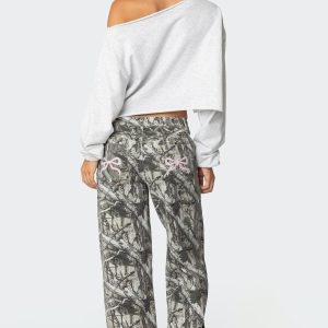 Camo & Bow Low Rise Baggy Jeans