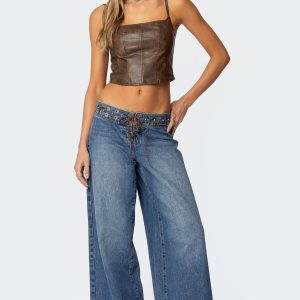 Stud & Grommet Low Rise Baggy Jeans