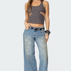Paint Splatter Low Rise Baggy Jeans