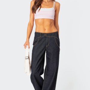 Western Low Rise Wide Leg Jeans