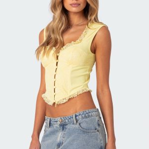Button Front Lacey Corset