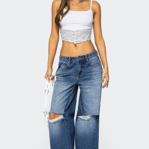 Xenia Distressed Low Rise Baggy Jeans