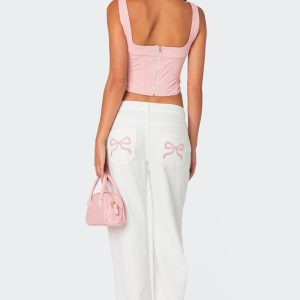 Bow Pocket Low Rise Baggy Jeans