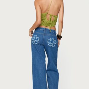 Flower Patch Low Rise Baggy Jeans