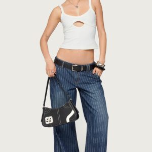 Petite Cory Striped Low Rise Baggy Jeans
