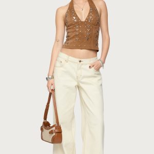 Contrast Stitch Low Rise Baggy Jeans