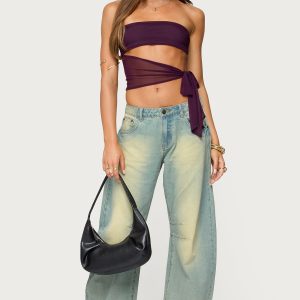 Cayden Washed Low Rise Barrel Jeans