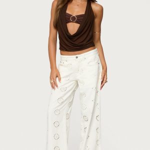 Eyelet Low Rise Baggy Jeans