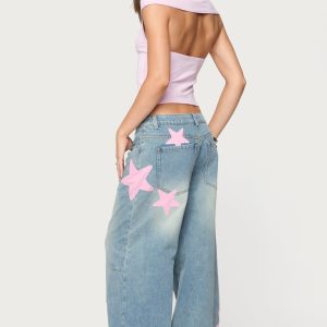 Trish Stars Low Rise Baggy Jeans