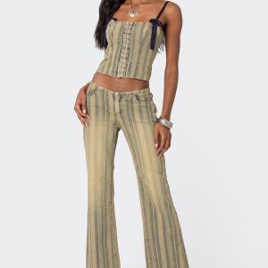Eternity Pinstripe Low Rise Flared Jeans