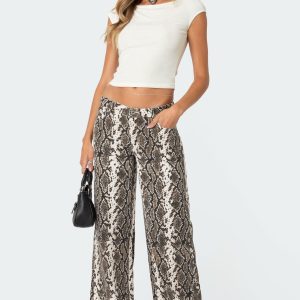 Snakescale Printed Low Rise Baggy Jeans