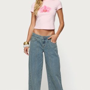 Stitch & Pleat Low Rise Baggy Jeans