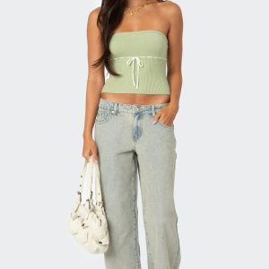 Petite Magda Acid Wash Low Rise Baggy Jeans