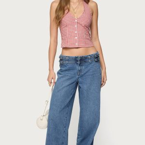 Livia Double Belt Low Rise Baggy Jeans