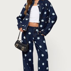 Leyah Polka Dot Low Rise Baggy Jeans