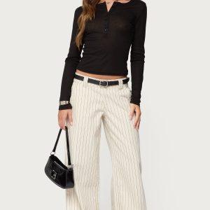 Cory Striped Low Rise Baggy Jeans