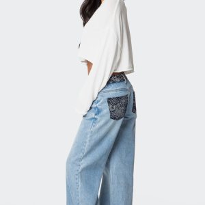 Bandana Bliss Low Rise Baggy Jeans