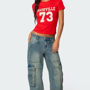 Westie Washed Low Rise Baggy Cargo Jeans