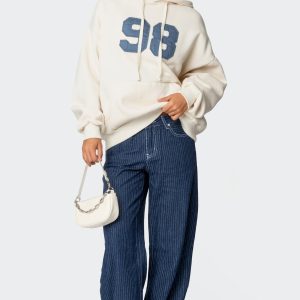 Pinstripe Low Rise Baggy Jeans