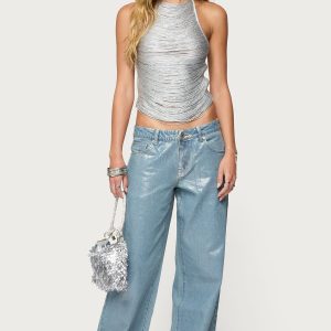 Jenney Shiny Low Rise Baggy Jeans