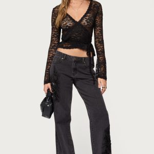 Rossa Beaded Low Rise Baggy Jeans