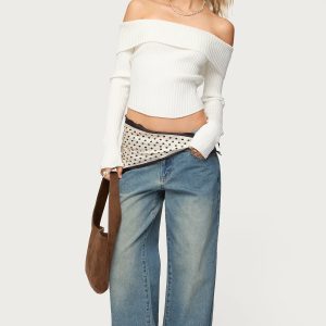 Petite Magda Acid Wash Low Rise Baggy Jeans