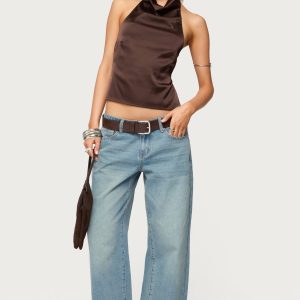 Petite Raelynn Washed Low Rise Baggy Jeans