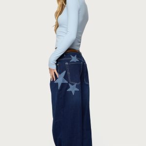 Trish Stars Low Rise Baggy Jeans