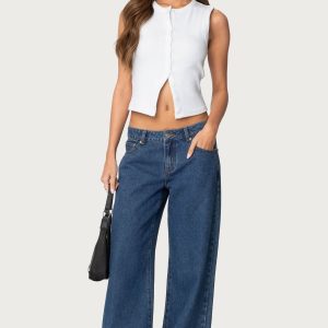 Raelynn Washed Low Rise Baggy Jeans
