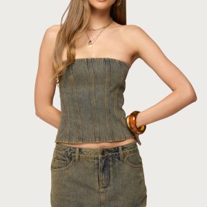 Camelia Strapless Denim Corset