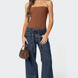Funky Stitch Low Rise Baggy Jeans