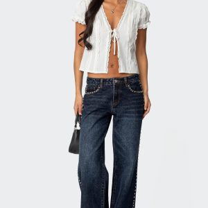 Stassie Studded Low Rise Baggy Jeans