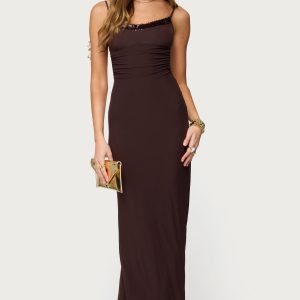 Shanna Backless Mesh Maxi Dress