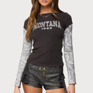 Layered Camo Long Sleeve T Shirt