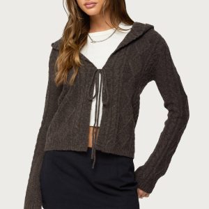Jayla Hooded Cable Knit Cardigan