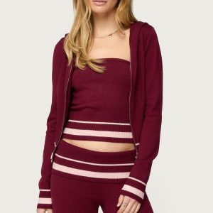 Kaliya Stripey Knit Zip Up Hoodie