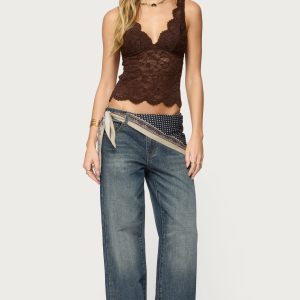 Della Waist Scarf Low Rise Baggy Jeans