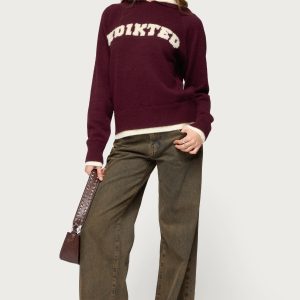 Edikted Varsity Contrast Layered Knit Hoodie