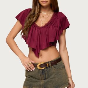 Deena Ruffled V Neck Top