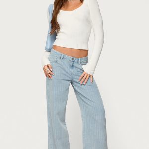 Pinstripe Low Rise Baggy Jeans
