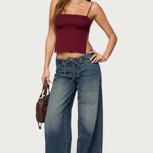 Niah Lace Up Low Rise Baggy Jeans